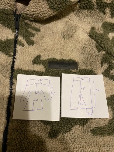 Fear of God Essentials FOG Polar Fleece Full Zip Costume Jacket pants Camo Khaki - Picture 14 of 14