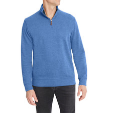 Lands' End Men's Ribbed Quarter Zip Size XXL Blue