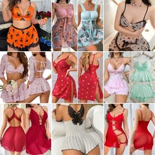 Women's Sexy-Lingerie Babydoll G-string Sleepwear Underwear Lace Dress Nightwear