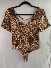 ee:some Leopard Print Short Sleeve Body Suit Size M