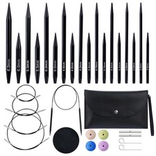 9 Pairs Knitting Needles Set Aluminum Interchangeable Circular Knitting Needl...