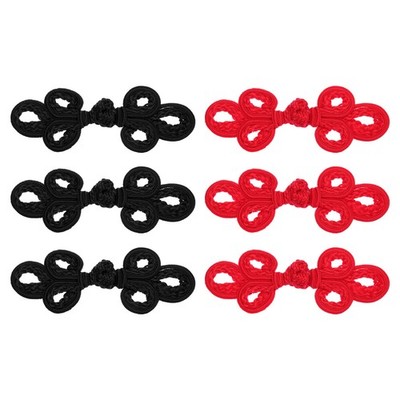 6pcs Chinese Knots Frog Buttons Closure Dark Red/Black Sewing Fasteners