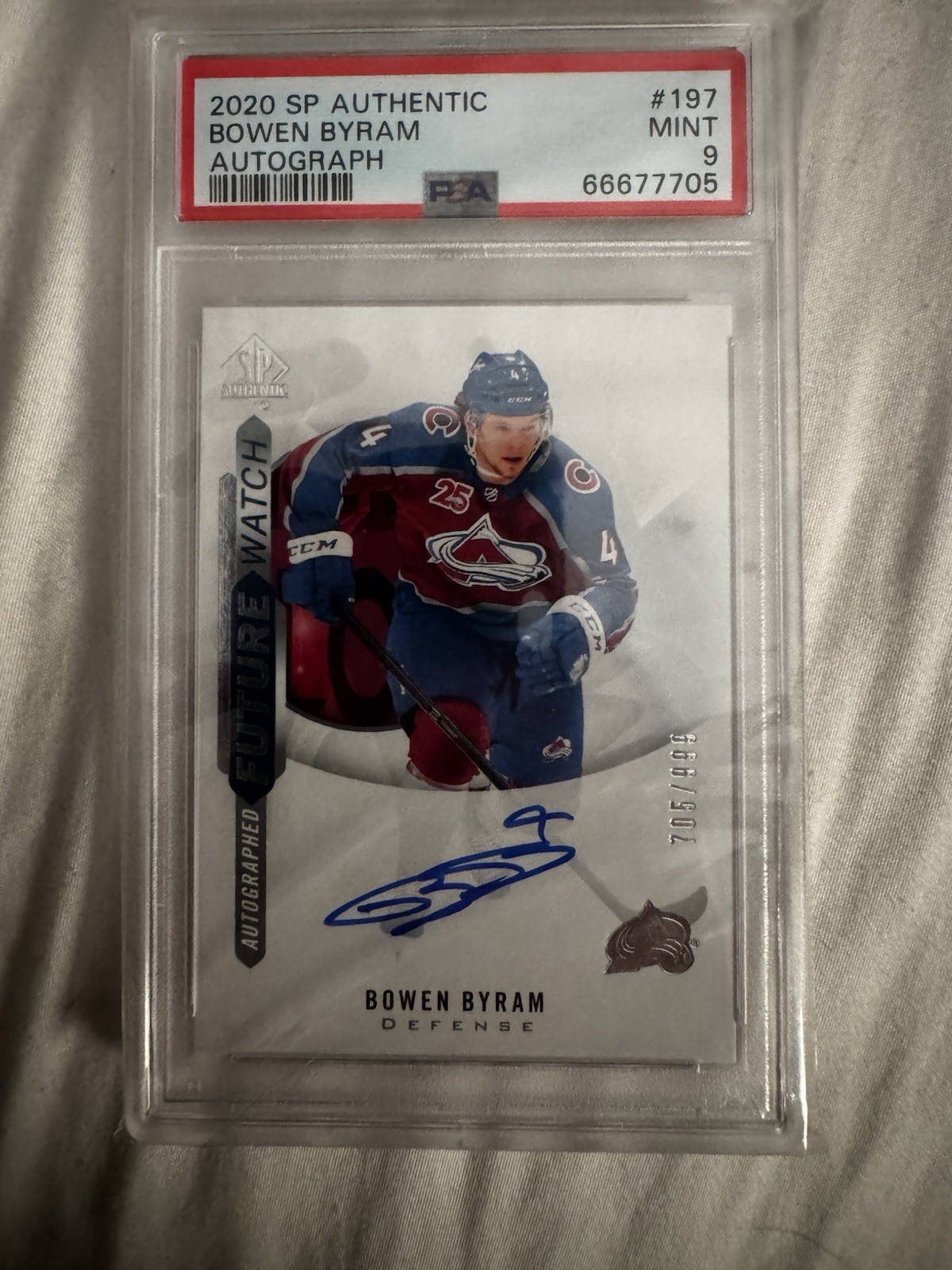 2020 SP AUTHENTIC #197 BOWEN BYRAM AUTO RC FUTURE WATCH ROOKIE /999 PSA 9