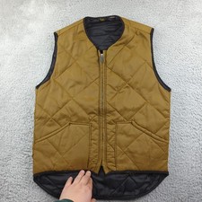 Vintage Big Smith Vest Mens Small Brown Quilted Zip Up Talon Union Made USA