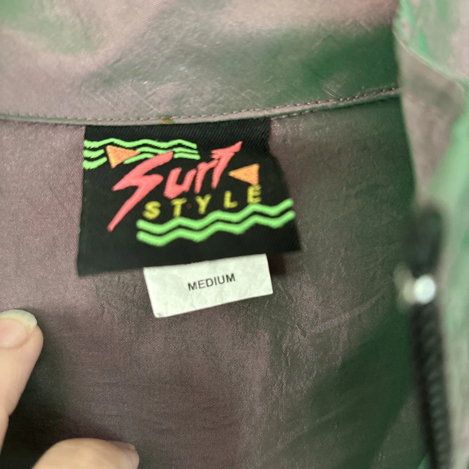 Vintage Surf Pullover Jacket Mens Medium Windbreaker Iridescent 90s Retro - Image 3 of 4