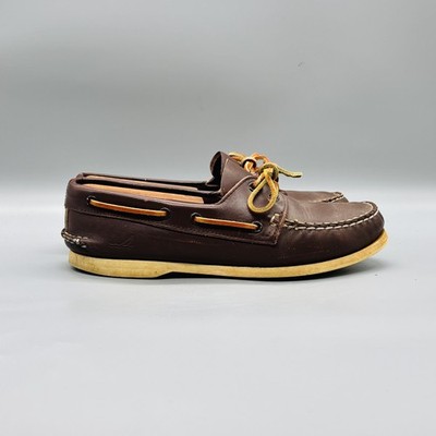 Sperry Shoes Mens 8.5 Brown Leather Top Sider Boat Deck Moc Toe Casual Vintage