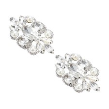 2 Strass-Schuhschnallen f&uuml;r Damen, 6,5 cm x 3,5 cm, silberfarben