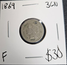1869 Three Cent Nickel - US - Coin - Fine - F