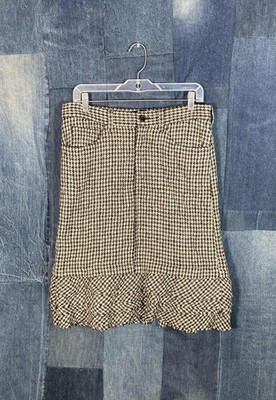 AD2007 Comme Des Garcon Tricot Houndstooth Wool Skirt W 30''