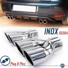 2 TERMINALI di Scarico Doppi Universali in ACCIAIO Inox Cromato Marmitta Ø 60mm