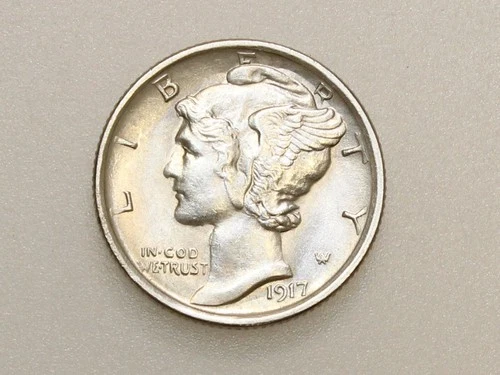 1917-S 10C MERCURY SILVER DIME CH/GEM BU