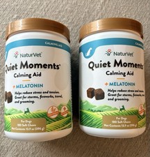 LOT OF 2 NaturVet Quiet Moments Melatonin Calming Aid for Dogs 360Ct chews 4/27