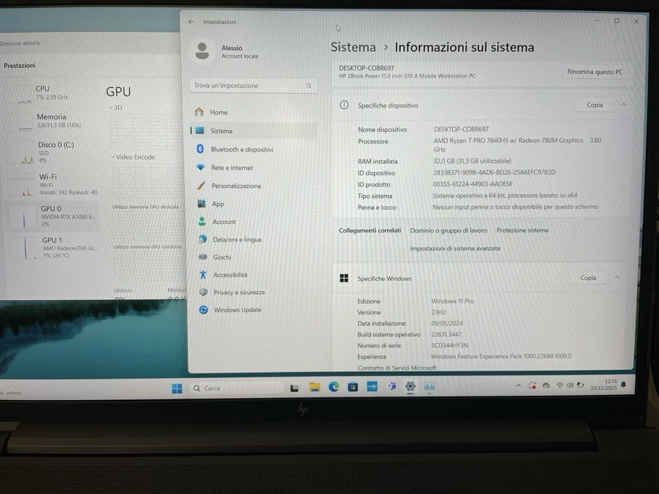 HP ZBook Power G10 Ryzen 7 Pro 7840HS 32GB 1TB SSD RTX A1000 W11 Pro 15.6" FHD - Immagine 4 di 4