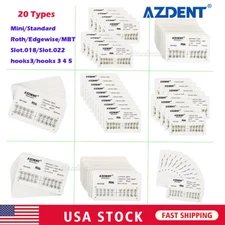 10X AZDENT Dental Ortho Brackets Mini/Standard MBT/Roth .022/018 Hooks 3/3 4 5