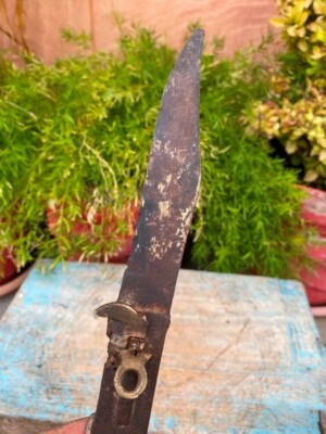 Antique Old Brass Horn Handle Lock Back Bowing Folding Pocket Knife Knives