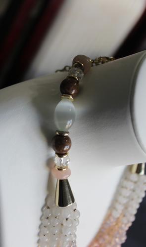 NEW TALBOTS Pink & White Beaded Twisted Torsade Necklace-19+3" - Picture 7 of 11