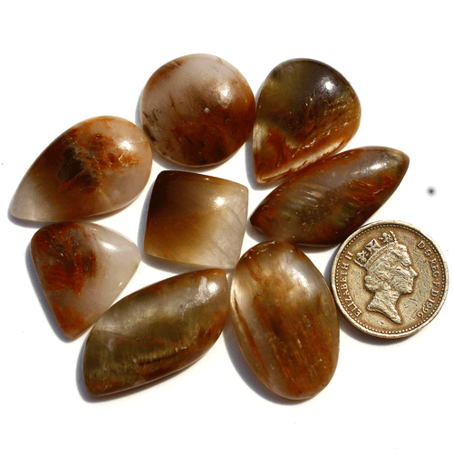 8 Pcs Natural Cacoxenite Rutilated Quartz 18mm-33mm Mix Cabochon Loose Gemstones - Picture 6 of 17