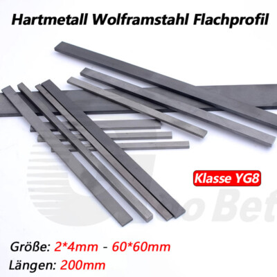 Hartmetall Carbide Stahl Flachstange Vierkant Flachprofil Flachstab 200mm Länge