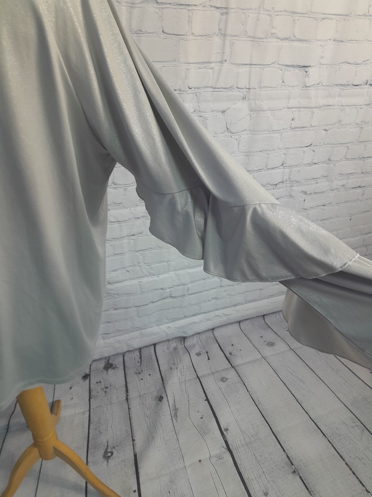 Marks And Spencer Grey Gold Glitter Long Sleeve Frill Blouse Womens 18