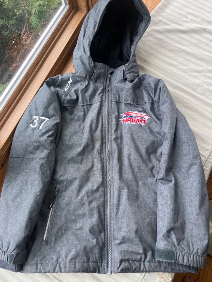 CCM Hockey Invierno Sudadera con Capucha Cremallera Completa Chaqueta-Gris Talla Juvenil Mediana Gris con Cremallera Foto 2 de 4