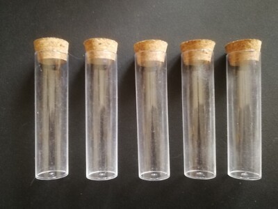 15 Kunststoff Aufbewahrungsröhrchen Fläschchen mit Korken 30ml