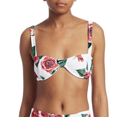 NWT Onia X WeWoreWhat Sorrento Floral Bikini Top White Size XS