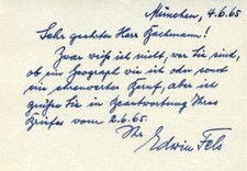 German GEOGRAPHER Edwin Fels autograph note signed