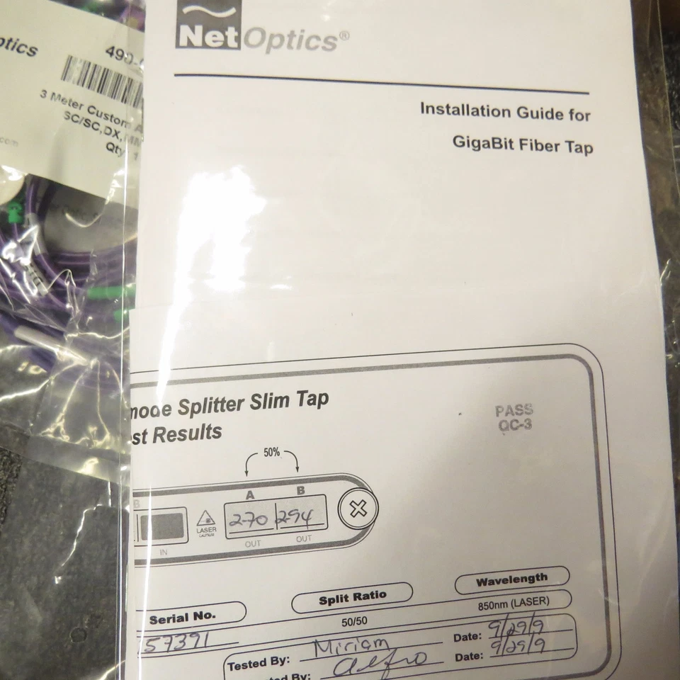 New NetOptics GigaBit Fiber Slim TAP, TP-SX5-SCSLM with cables, SC-Type, SX MM - Image 3 of 4