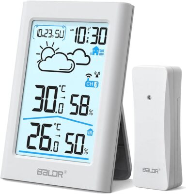 BALDR Wetterstation Funk mit Außensensor Digital DCF-Funkuhr Thermometer