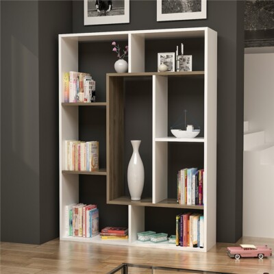 Liam Bücherregal Weiß & Nussbaum