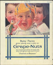 Baby Faces grow plump & ruddy on Grape-Nuts / Planters Peanuts ad 1920