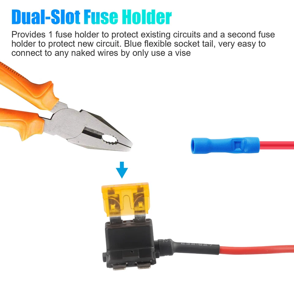 10pc 12V Car Add-a-Circuit Fuse Adapter w/ Standard & Mini Tap Blade Fuse Holder - Image 2 of 4