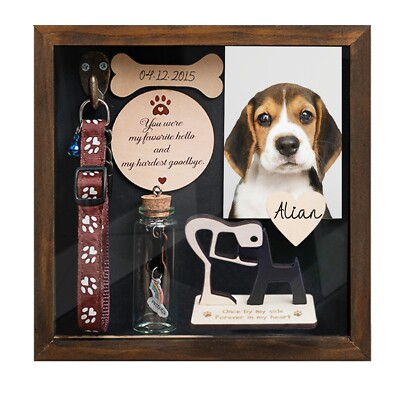 Pet Memorial Shadowbox, Dog Condolence Gifts, Loss Pet Collar Holder Fur Jar
