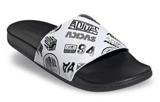 adidas Adilette Comfort Men's Slide Sandals White Black Graphic Size 11, 12, 13