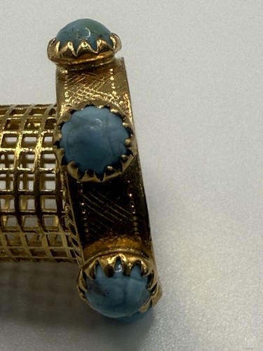 Vintage 18k Gelbgold ��Gitter Schiefer Turm von Pisa mit blauem Türkis - Bild 4 von 8