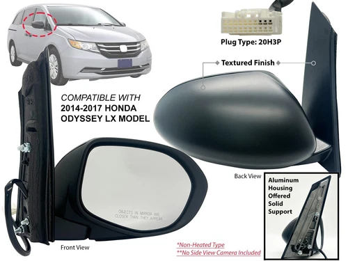 Rear View Mirror for 2014-2017 HONDA ODYSSEY LX Model Non-Heated Passenger Side