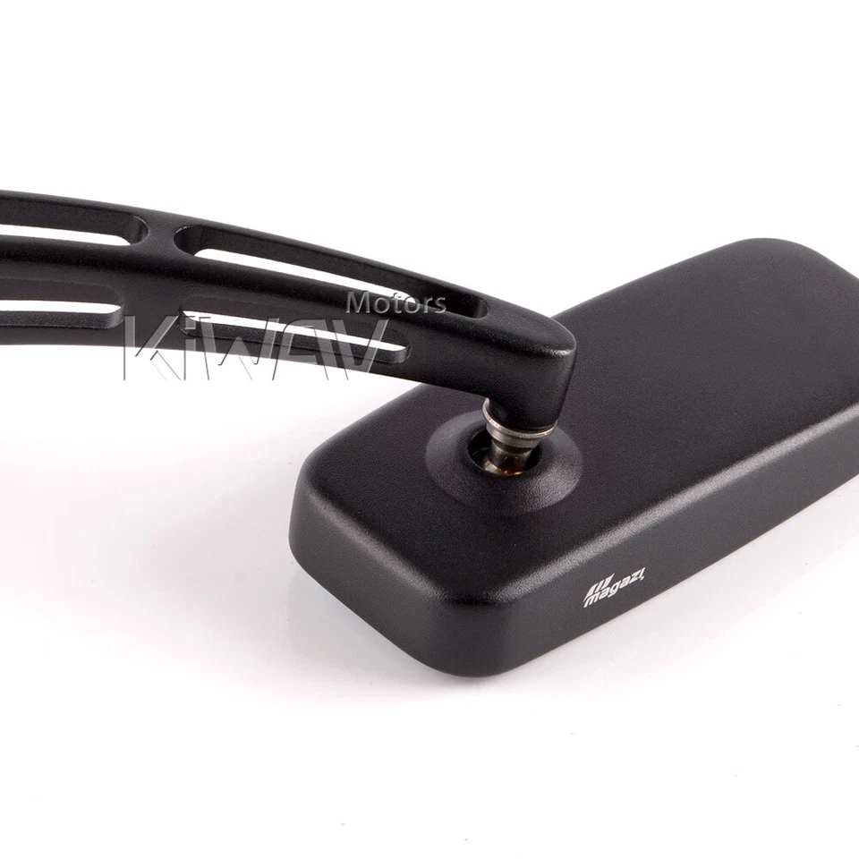 Espejos retrovisores carenados negros ClassicMX alfombrilla base negra ajustable Kawasaki Ninja ZX ZZR Foto 4 de 4