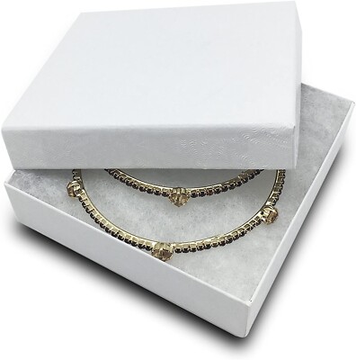 100pc Cardboard Paper JEWELRY GIFT BOX Cotton Padding Insert White Swirl 11 Size