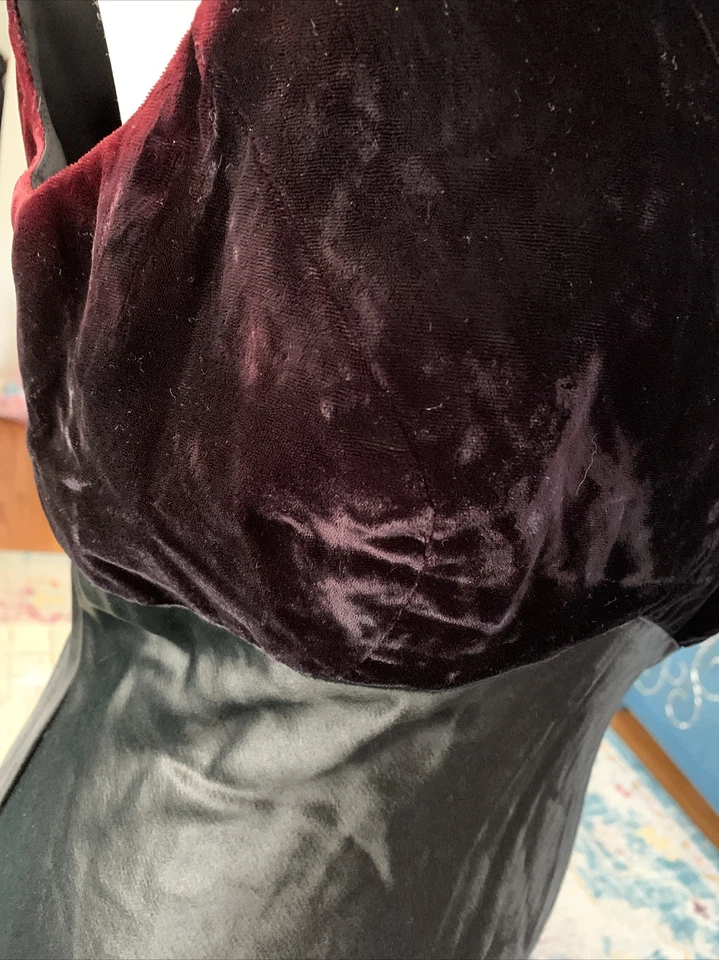 Vestido formal vintage anos 90 Night Way tamanho 6/8 preto cetim veludo esmagado formatura à noite - Imagem 3 de 4