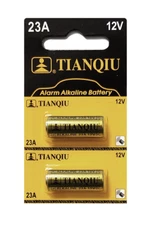 Tianqiu A23 Battery 23A 23AE 12V Alkaline, Tearstrip (2 Batteries) EXP 5/23