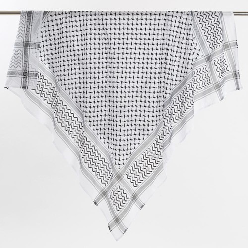 Traditional Black and White Palestinian Arafat Kuffiyeh Shemagh Scarf Headwrap - Picture 24 of 24