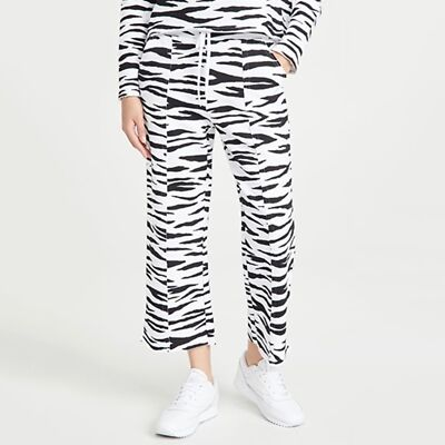 #ad NWT 525 America Zebra Cropped High Waist Lounge Pants While Black $49.99