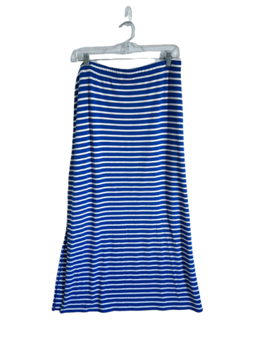 CHICO'S Tinley Striped Maxi Skirt Side Slit Blue/White Women's Size 1/Medium