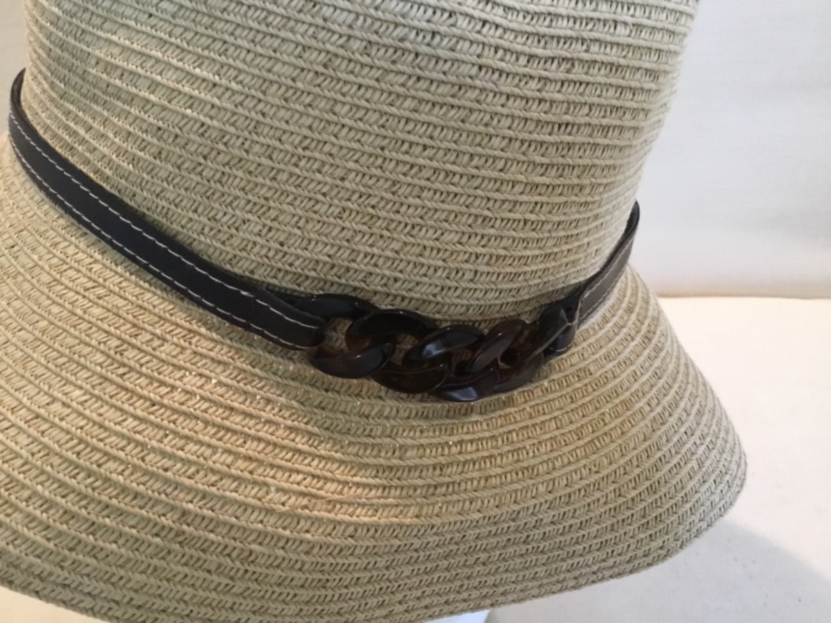 Nine West Packable UPF 50+ Hat Fedora New Tan Cord Trim Dark  display picture 1