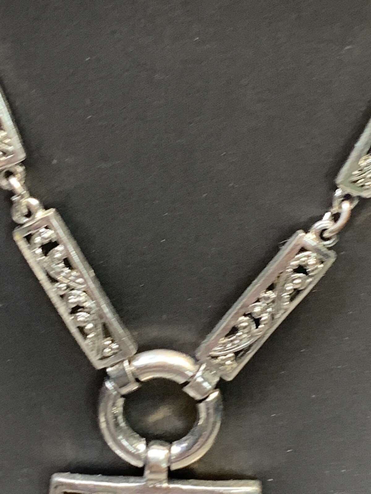 Vintage  Detailed Rectangular Drop pendant neckla… - image 4