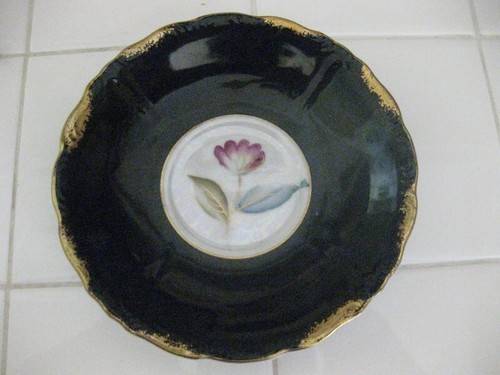 Beautiful Vintage Black & Gold Teacup & Saucer With Yellow And Pink Flower Japan - Picture 3 of 7