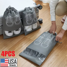 4Pcs Shoe Storage Bags Waterproof Non-Woven Drawstring Organizer Bags for Travel