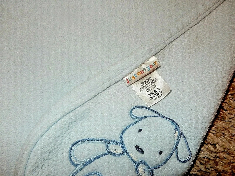 4C Carter's Just One Year Blue Puppy Dog BEST FRIENDS Fleece Baby Crib Blanket - Image 4 of 4