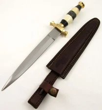 12.5" Commando Combat Dagger Knife | Double-Edged w/ Wood Handle + Sheath