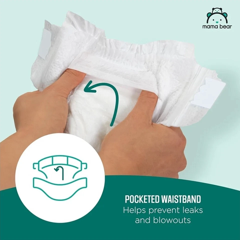 Marca Amazon - Pañales al tacto suave Mama Bear, tamaño recién nacido, 120 unidades (4 paquetes Foto 3 de 4